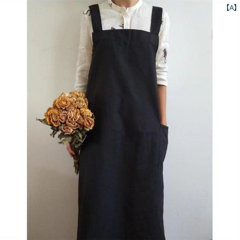 エプロン レディース おしゃれ 芸術的な ショルダーストラップ 厚手 防水と 速乾を 備えた コーヒー ショップ ミルクティーの 絵画 フラワーアート 陶器の メンズ レディースの エプロン 複数の 色