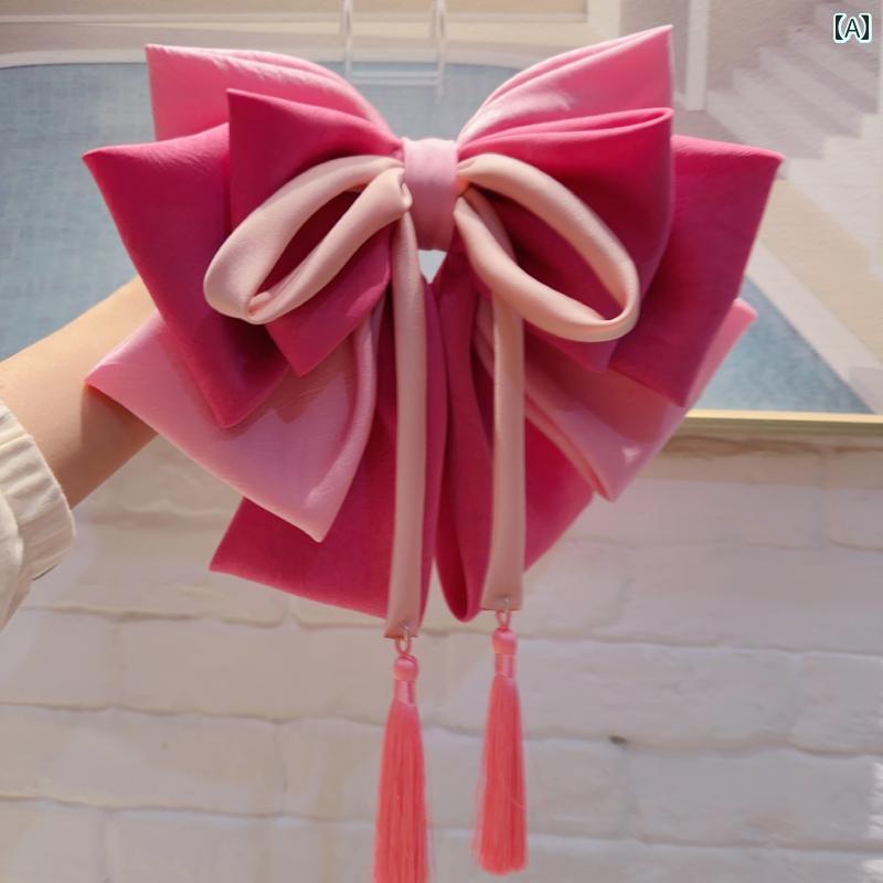 アクセサリー　ピン　ヘア 【 軽く パウダー】 大型 の リボン スプリング クリップ 優しい 新型 チャイナ風 タッセル ヘア アクセサリー