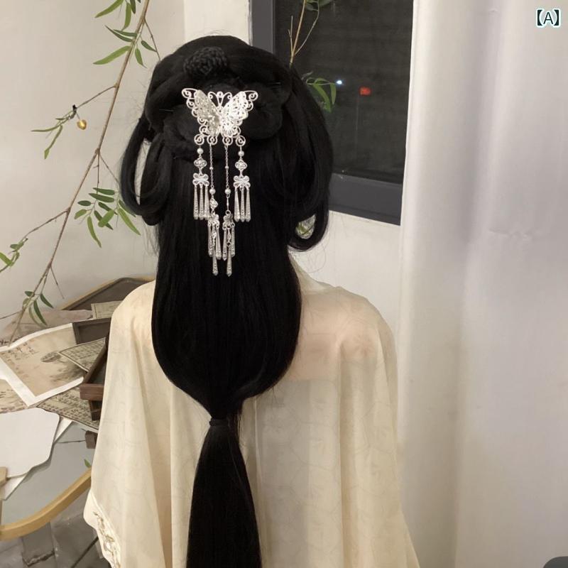 アクセサリー　ピン　ヘア 羅 芳 慈 ヒット 戦国 ローブ 漢服 レトロ ヘア アクセサリー タッセル ピン バック プレス シルバーメタル