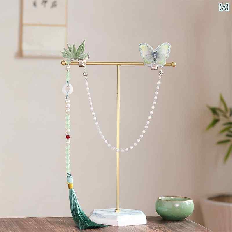 アクセサリー　ピン　ヘア 漢服 防風 カーディガン 露出 防止 ブローチ 新型 チャイナ風 パール 蝶 タッセル チェーン 宋代前 立て 付き