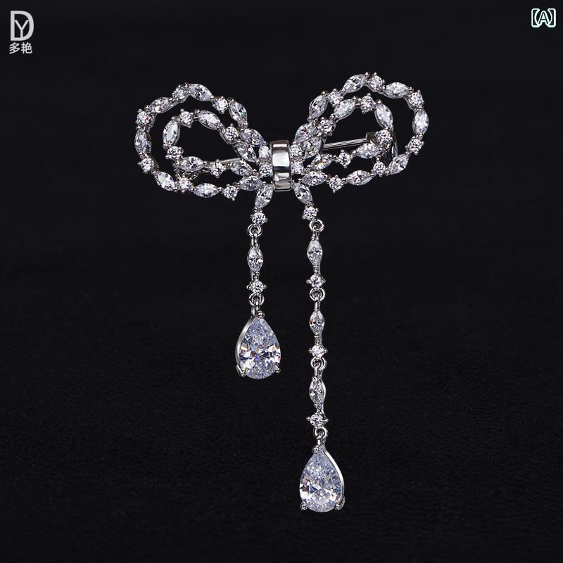 アクセサリー タッセル ピン リボン ブローチ タッセル 水滴 フェアリー コサージュ 固定 洗濯 バサミ スーツ ジャケット アクセサリー エレガント