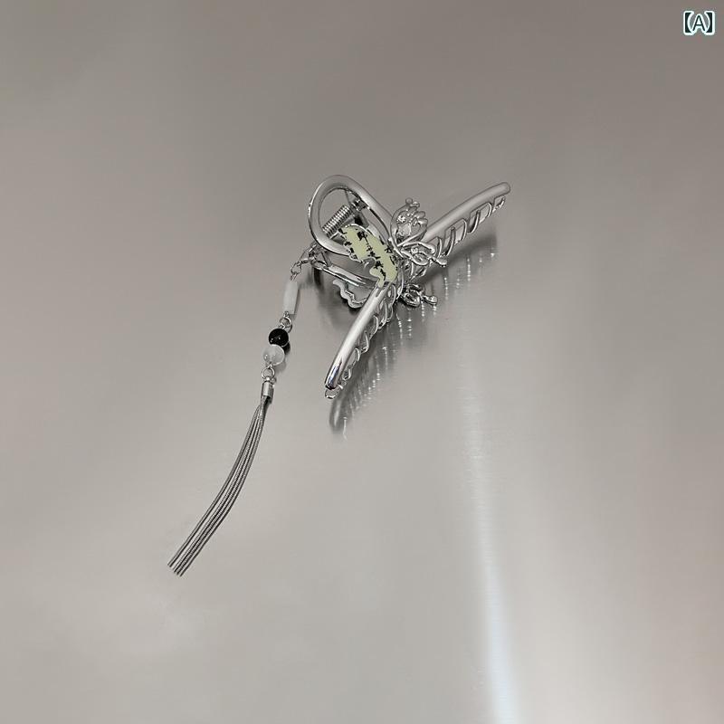 アクセサリー　タッセル　ピン チャイナ風 蝶の タッセル クリップ レディースな ユニークな の 金属の サメの クリップで 精巧 後 頭部の ヘア アクセサリー