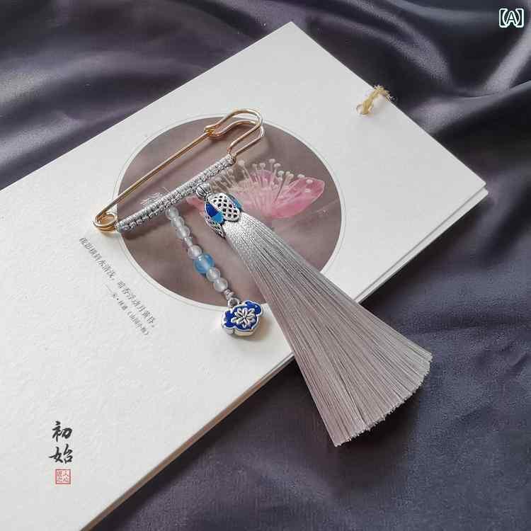 アクセサリー　タッセル　ピン 露出 防止 ピン バックル 衣服を 固定 する セーター カーディガン ショール チャイナ風 タッセル ブローチ レトロ