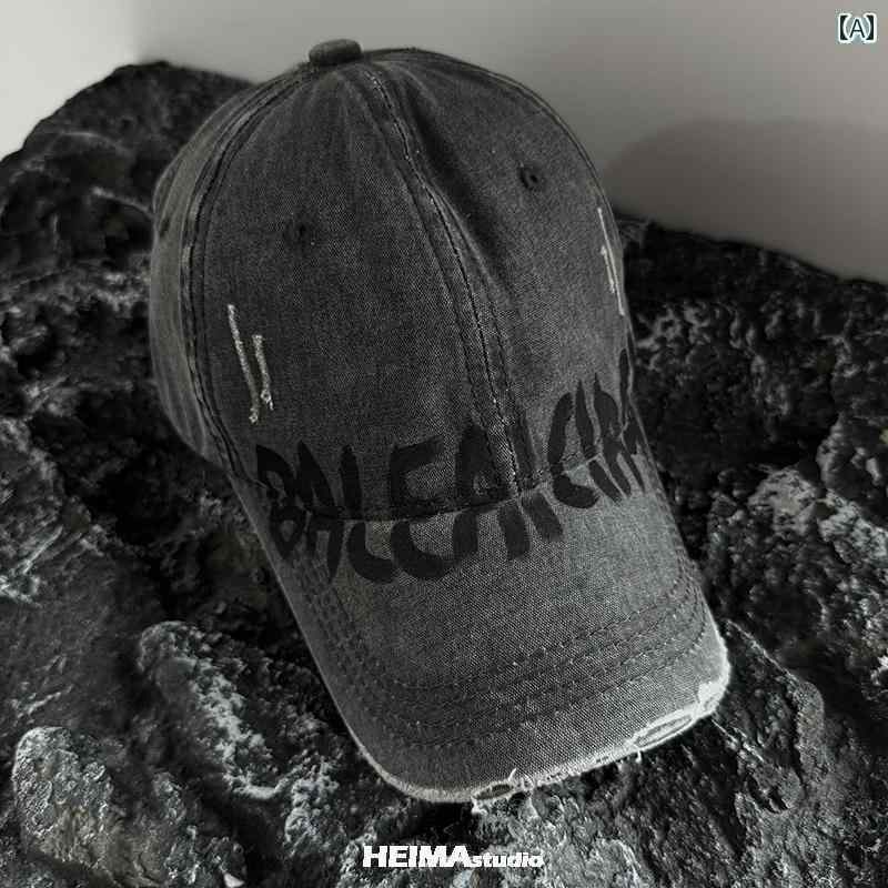 メンズ 帽子 キャップ アメリカン ウォッシュ 加工 古 風穴の 野球帽 男女兼用 のの 文字の ダックビル ハット 顔のを 示し 大きい 頭囲を 深めます