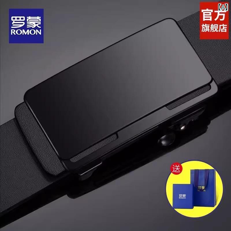 メンズ　ベルト　バックル ロモン レザーベルト メンズ 2025 革 自動 バックルベルト 歯なし インナー..