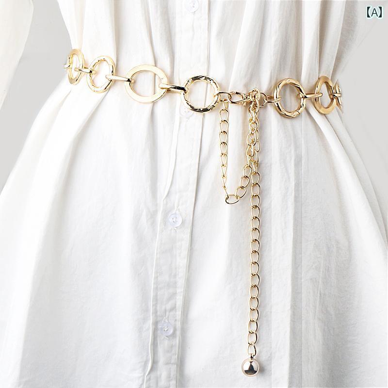 レディース　ベルト　チェーン 韓国 メタル ウエスト チェーン レディース ドレスな サークル ベルト 大きいサイズ 長く 装飾 スカート