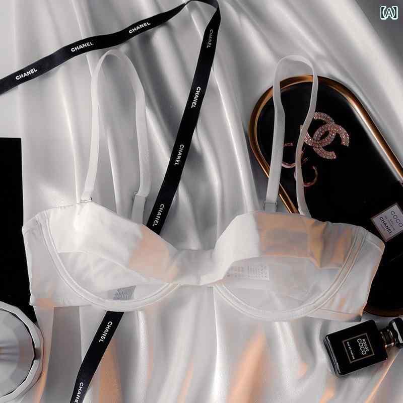 下着　レース　レディース サテン メッシュ ハーフ カップ ブラジャー 薄型 セクシー レース 下着 パン..