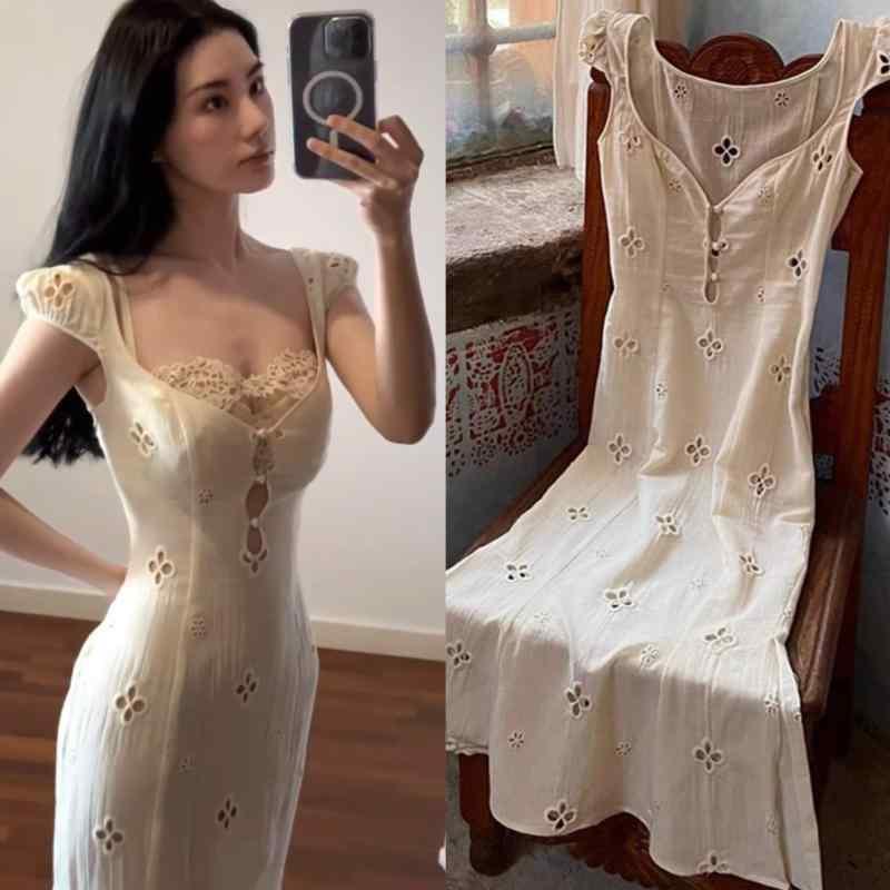 ランジェリー　下着　レース ミラー パレ レース ホロー 24 春夏 セクシー ドレス ヘビー 刺繍 スカート