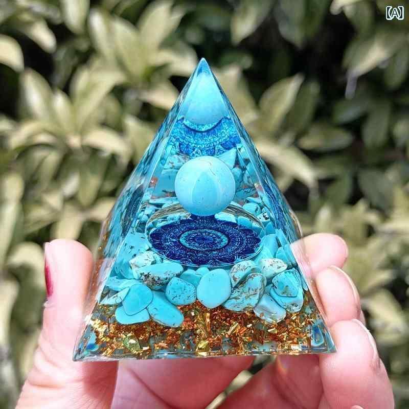 飾り 歴史 工場の ターコイズ クリスタル 砕石 ピラミッド 樹脂 手 装飾 デスク トップ 装飾品 ギフト