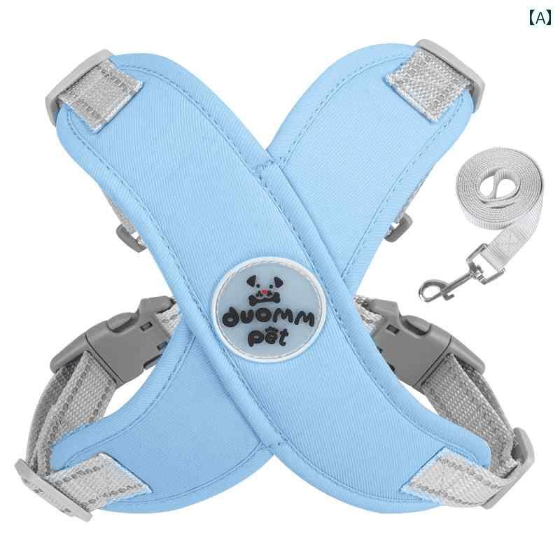 ハーネス　犬用　リード 犬用 チェーン 犬の 散歩用 ロープ ベスト型 調節可能 胸部 ハーネス テディ ..