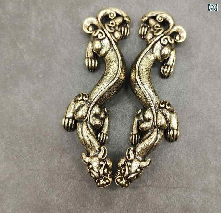 アンティーク　雑貨　飾り 銅 無垢 レトロ 神話の 獣 Chilong ペアの 銅の 縁起の 良い 幸運を 高める ..