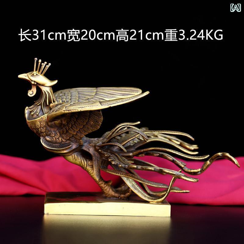 アンティーク　雑貨　DIY 銅製 鳳凰 飾り 四 霊 朱雀 真鍮製 家庭用 リビング ルーム テレビキャビネッ..