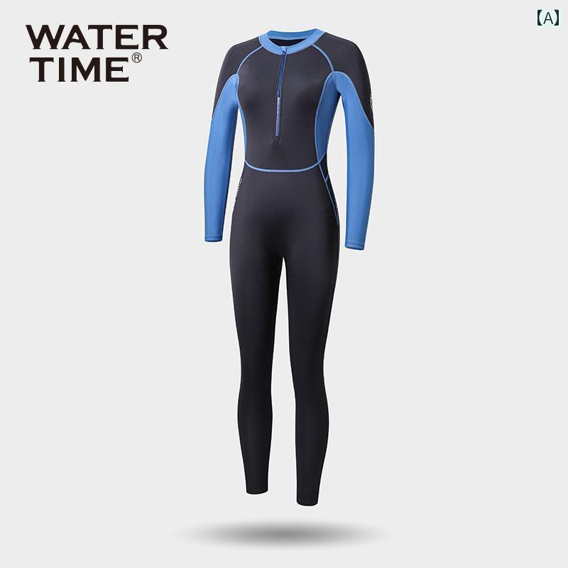 マリンスポーツ スーツ　水着 WaterTime ダイビング スーツ ワンピース 水着 女性用 サーフィン 長袖 日焼け防止 クラゲ スリム 暖かい ウェットスーツ