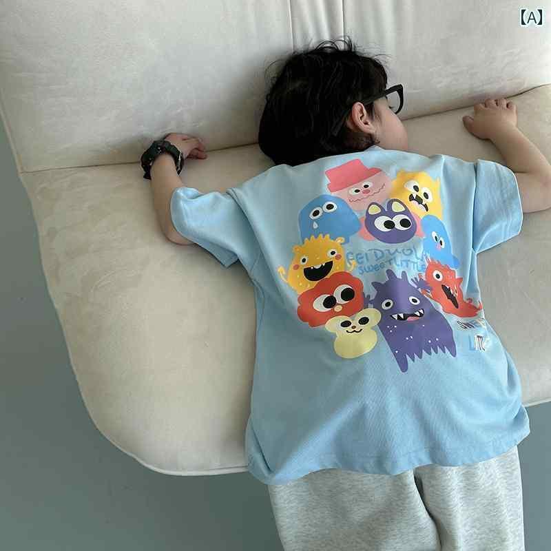 子供服　カジュアル　かわいい Xiaoxiao Zheng 子供服 男の子 夏服 2025年 綿 ウール ボール Tシャツ ..