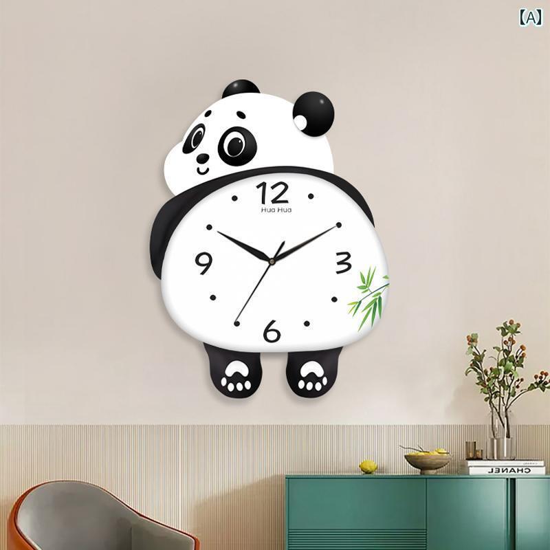 楽天ベネフィメントショップ壁掛け 時計 おしゃれ パンダ スイング 壁掛け 時計 リビング ルーム ホーム 永久 カレンダー クォーツ サイレント