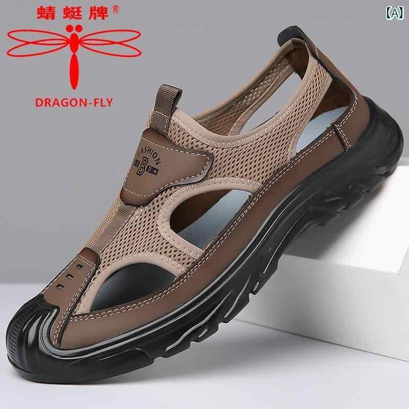サンダル 男性用 カジュアル トンボ メンズ 夏 サンダル 通気性 メッシュホール シューズ アウトドア ..