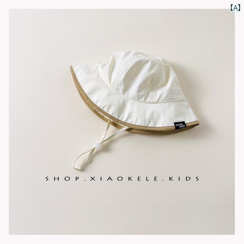 赤ちゃん 帽子 ベビー 韓国 ベビー フィッシャーマン ハット 夏用 薄手 速乾 通気性 ベビー用 シンプル 旅行用 折りたたみ 式 サンハット