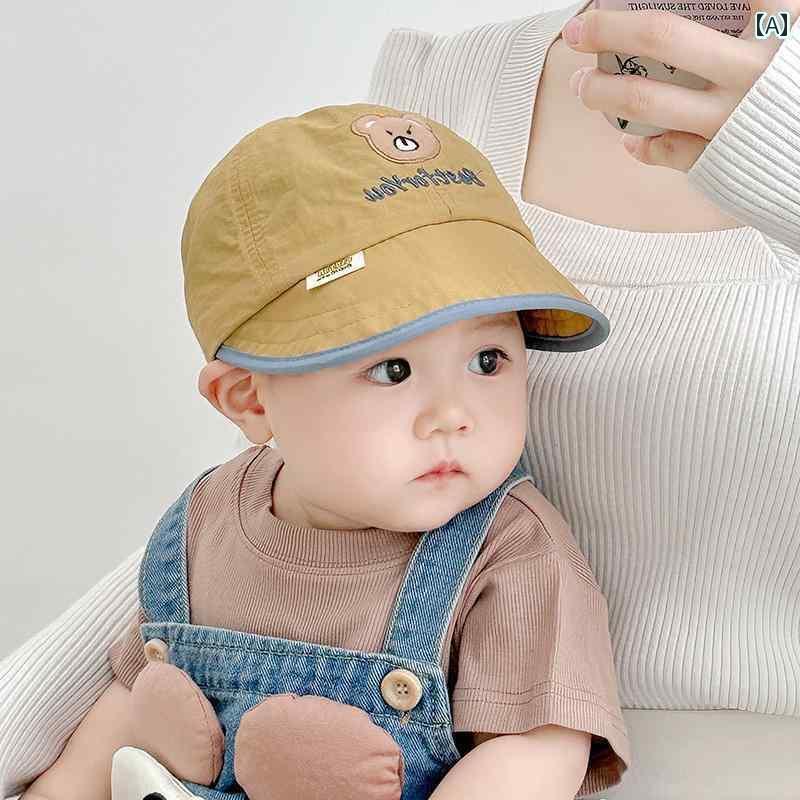 赤ちゃん 帽子 ベビー ベビー 帽子 春秋 韓国 かわいい クマ 速乾 日焼け防止 幼児用 サンシェード 男の子と 女の子 赤ちゃん 秋冬 ダックビル キャップ 薄型
