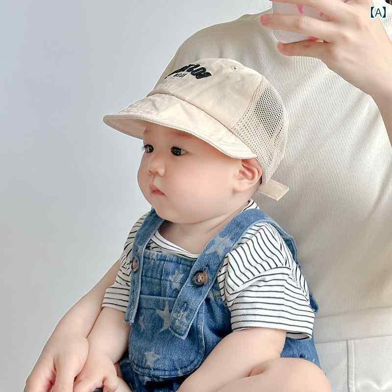 赤ちゃん　帽子　ベビー ベビー 帽子 夏用 薄手 つば 広 通気性 メッシュ ダックビル 野球帽 男の子と ..