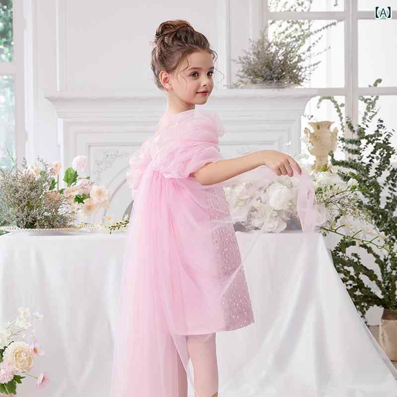 子供用　ドレス　ワンピース 子供 ドレス プリンセス おしゃれな パフォーマンス 子供の 日 子供用 スカート ウェディングドレス 司会者 キャットウォーク