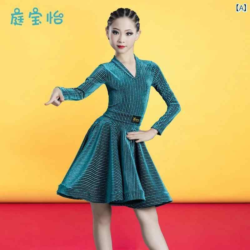 子供用　ドレス　ワンピース ラテン ダンスの 子供用 ダンス スカート 女の子 トレーニング 服 パフォ..