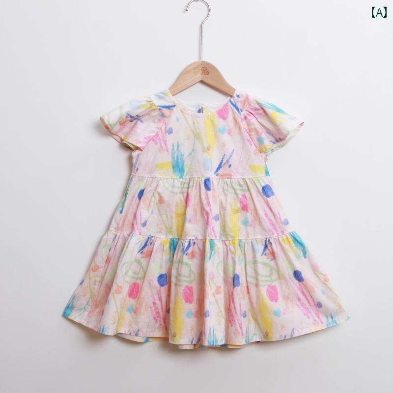 子供用　ドレス　ワンピース 女の子 韓国 グラフィティ ドレス おしゃれな サマー 2025年 ベビー ビッグ チャイルド 子供用 花柄