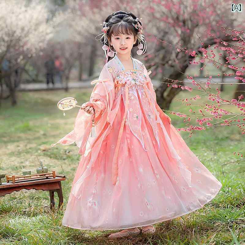 女の子用　ドレス　トップス 女の子 漢服 春秋 ドレス 2025 チャイナ風 スーパー フェアリー プリンセ..