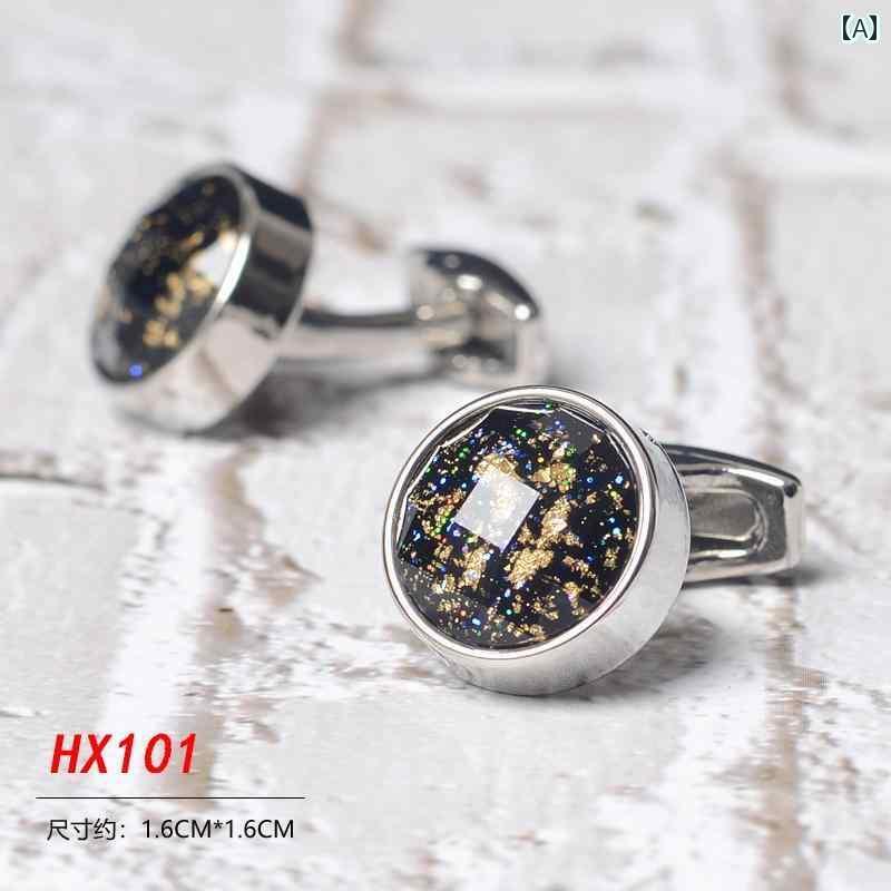 カフス ボタン シャツ 金箔の 星空 ゴールドと シルバーの フレンチ シャツ カフスと カフ ネイル ビジネス用 メンズ ボタンと ボタン レディース