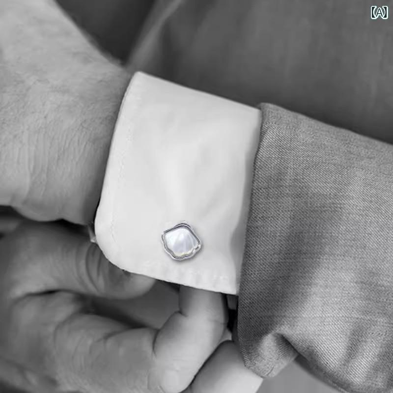 カフス ボタン シャツ 軽くて 贅沢な レトロ 雰囲気の マザーオブパール 一生もの カフスボタン メンズ スーツ カフス ネイル なの 袖 飾り