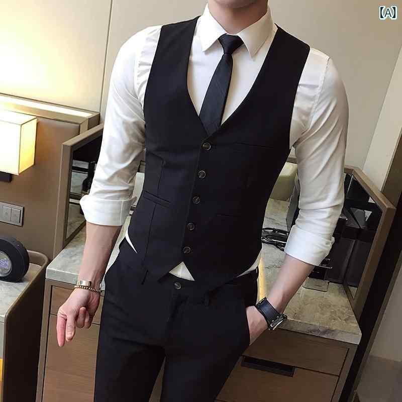 スーツ　ベスト　メンズ メンズビジネス スーツ ベスト 韓国 スリム スモール プロ 英国 パーティー マ..