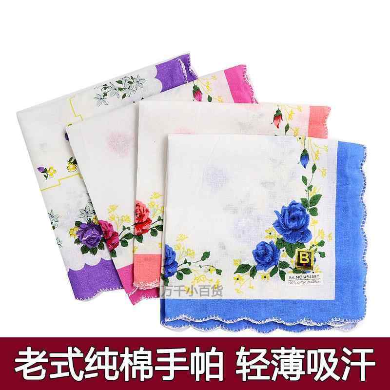 ハンカチ ハンドタオル 昔ながらの レディース ノスタルジックな クラシック 薄手 汗 拭き ハンカチ 綿 汗を 吸収 する レトロ 持ち 運び用小 タオル