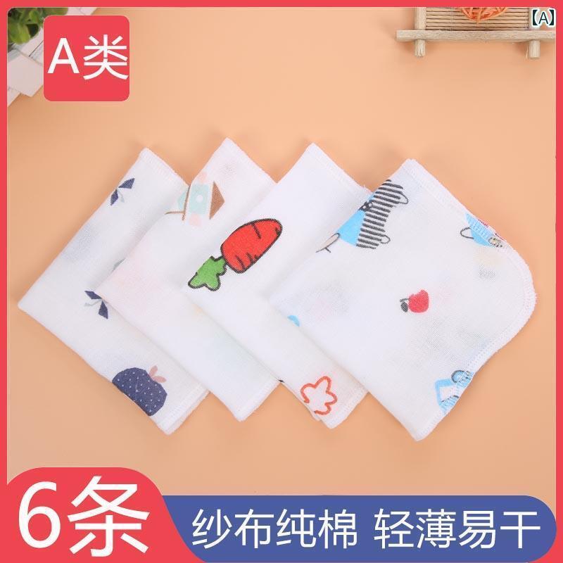 ハンカチ　ハンドタオル 6枚の 薄型 ベビー よだれかけ 綿 ミニ ハンカチ 小さい 正方形 タオル ベビーフェイス ウォッシュタオル 幼稚園