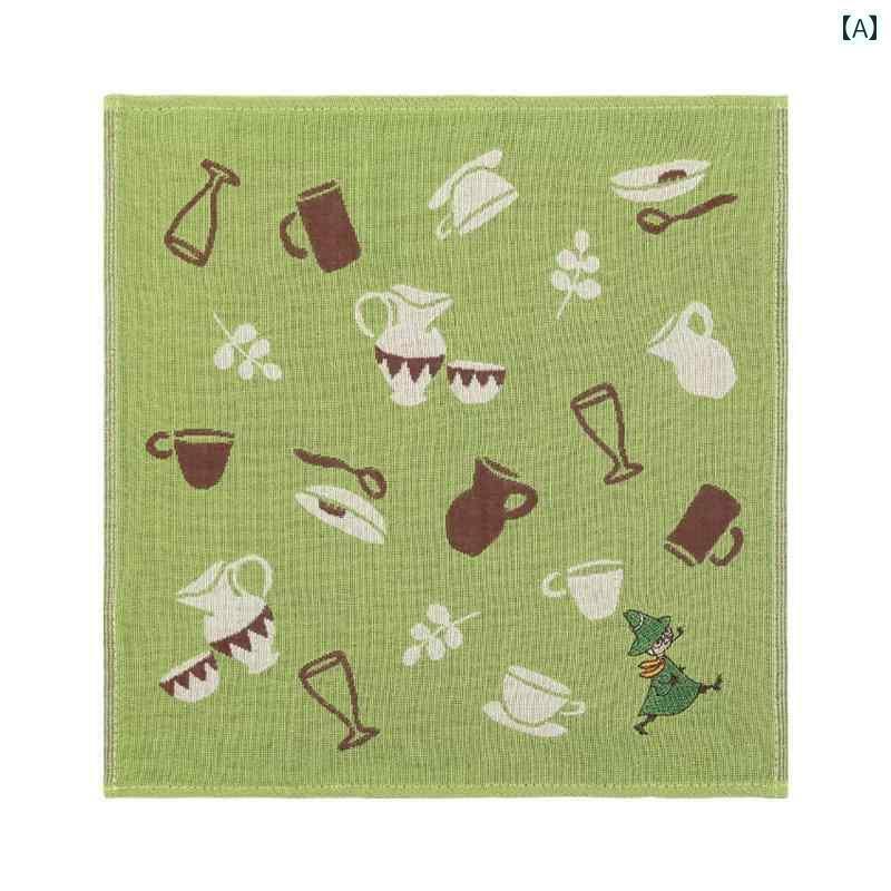 ハンカチ　ハンドタオル に 綿 ガーゼ 刺繍 ヤミ ムーミン 小さい 正方形 タオル 吸収 ソフト ハンカチ ワイプ