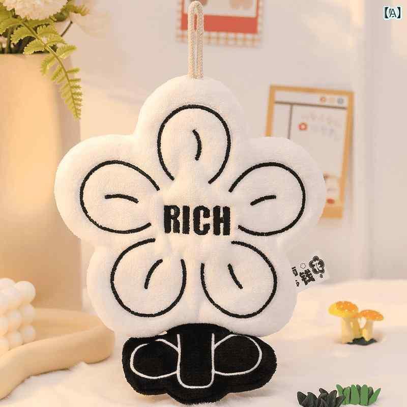 ハンカチ　ハンドタオル リッチ フラワー キュート ダブルレイヤー タオル 吊り下げ キッチン トイレ ..