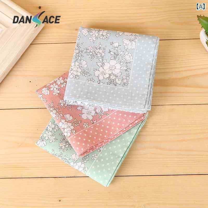 ハンカチ　ハンドタオル レディース ハンカチ約 45 cm 60 コーマ 綿 プリント ハンカチ 携帯 用 吸汗 スクエアタオル