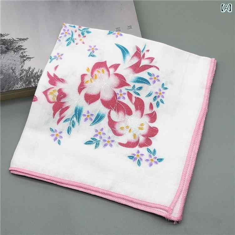 ハンカチ　ハンドタオル 5 レディース 二 重層 綿糸 綿 ハンカチ 高齢 者目 拭き 子供 汗 タオル スクエアタオル