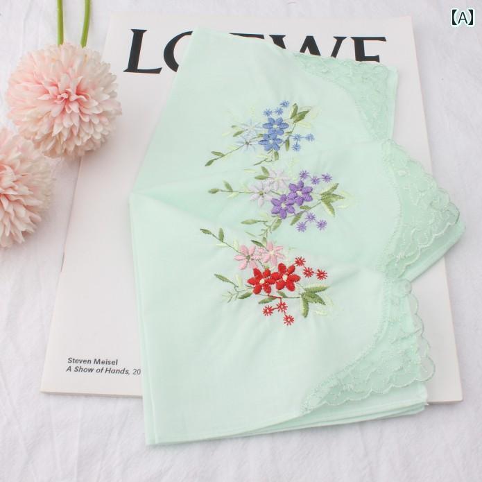 ハンカチ　ハンドタオル 3枚の低 価格 刺繍入り 小さい サイズ 綿 ハンカチ レトロ レース 刺繍 衣装 漢服の 装飾