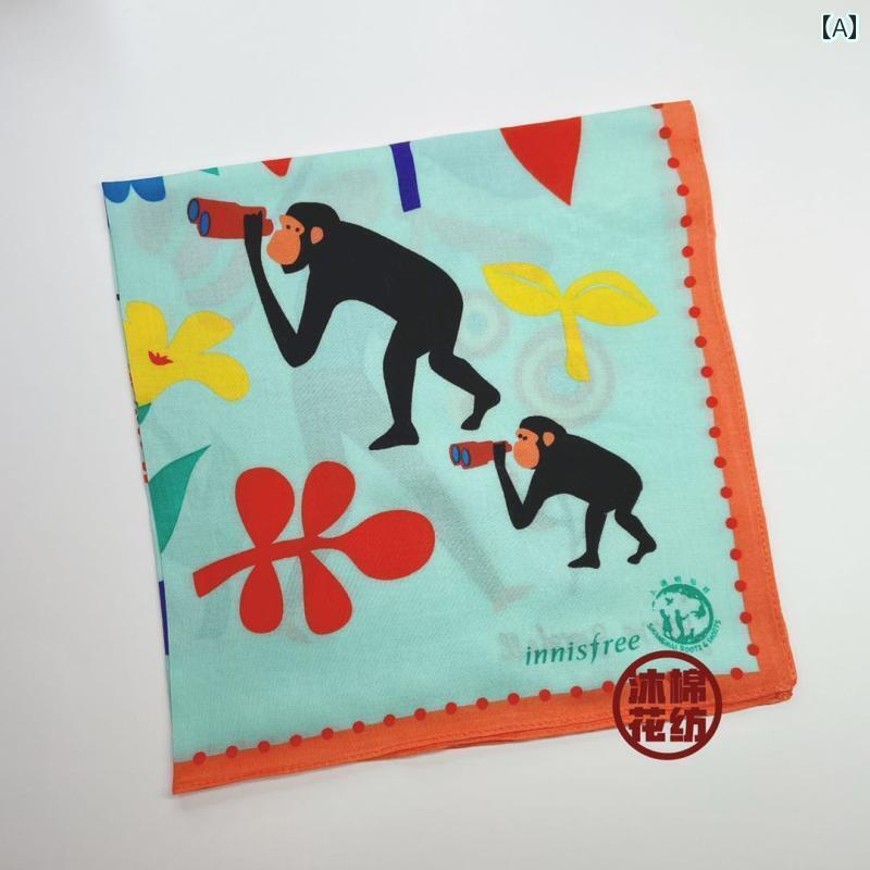 ハンカチ　ハンドタオル イニスフリー 80 % 柔らかく 快適 コットン製 レディース ハンドタオル スクエア ハンカチ 若干の 傷 あり