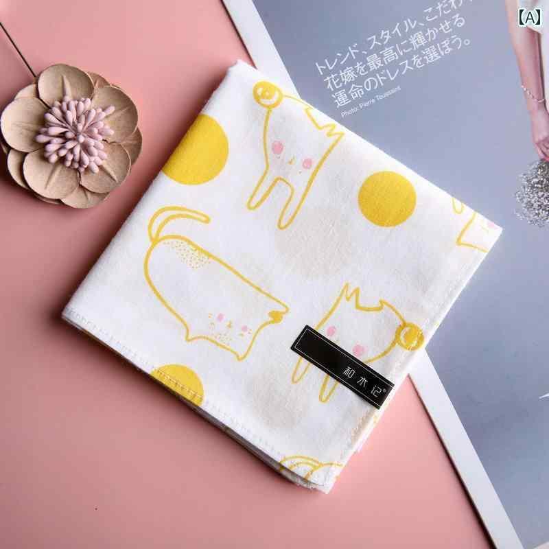 ハンカチ　ハンドタオル ヘム ジ 韓国 イン ツァイ 綿 ハンカチ レディースと 子供用 汗や 手を 拭く長 繊維 蛍光 剤なし 厚手