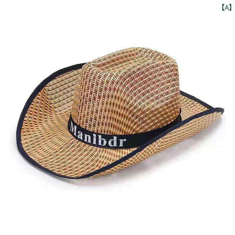 カウボーイ　レディース　帽子 麦わら 帽子 メンズ 2025年 サンハット アウトドア 夏 ビーチ ウエスタ..