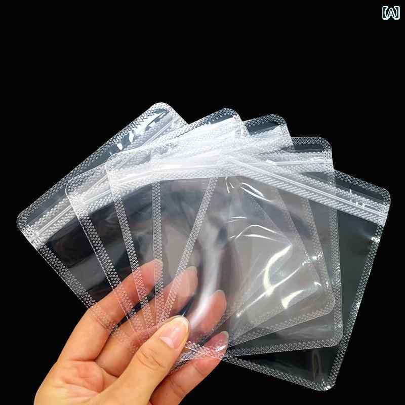 ポーチ　アクセサリー　収納 透明 プラスチック バッグ PP ジップロックバッグ カード ヘッドなし つや消し クリップ チェーン ジュエリーギフト シーリング 小物 アクセサリー 包装