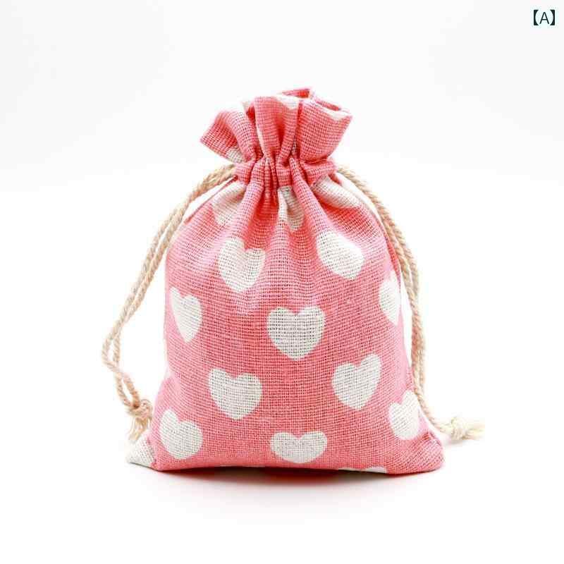 ポーチ　アクセサリー　収納 10個入り 10 x 14 cm 小さい 綿 袋 サシェ ブロケード バッグ 麻の ジュエリー 包装 旅行用 収納袋