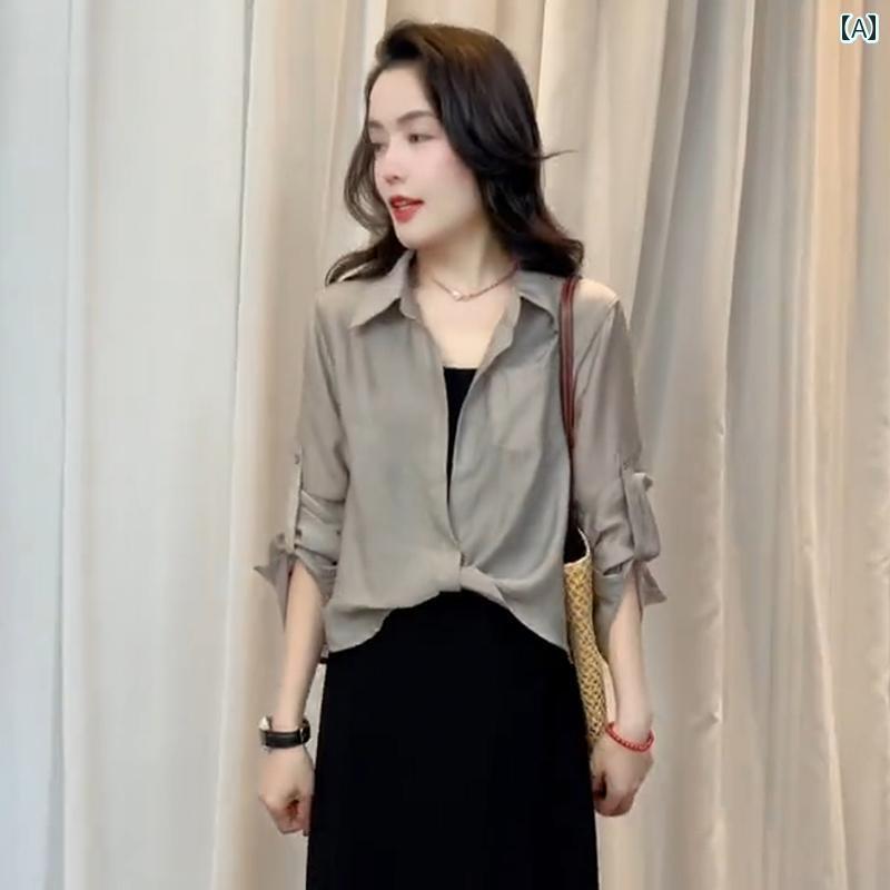 シャツワンピース レディース ファッション ドレス スーツ レディース 夏 スタイル 小さい ワンセット 日焼け防止 服 シャツ サスペンダー スカート ツーピ...