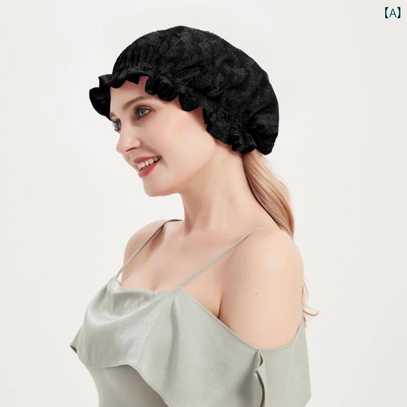 ヘアキャップ キャップ ヘア キャップ 100 % マルベリー 二 重層 ドーム レース 光沢の ある 肌に 優し..