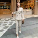 スタイリッシュ 女性 スーツ レディースな ベージュの 小さい スーツ アウター な 韓国 エレガントな 英国 風 OL プロ お姫様