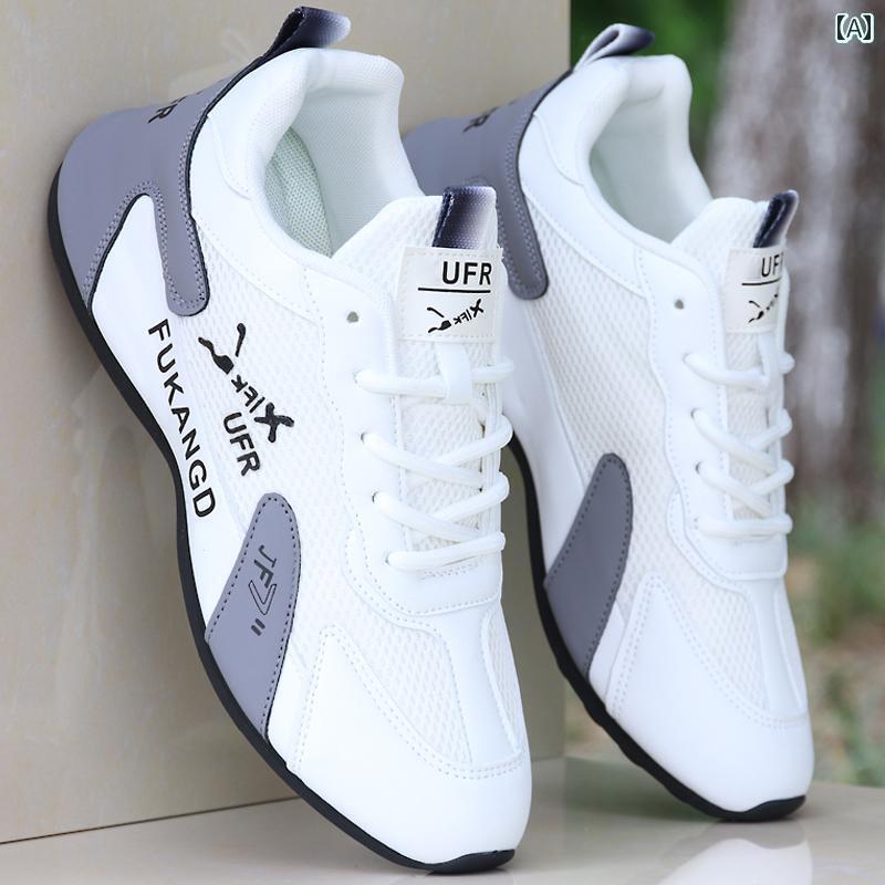 メンズ 白靴 スニーカー メンズシューズ 夏 通気性 メッシュ スポーツ シューズ メンズ 2025 滑り止め ホワイト カジュアル ランニング