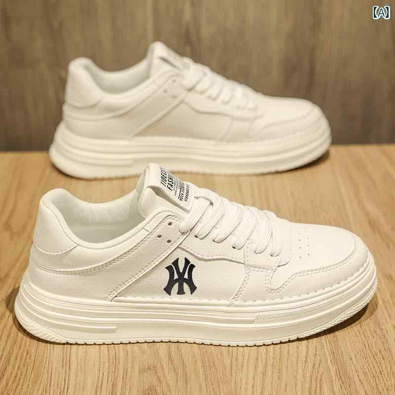 メンズ 白靴 スニーカー でな MY 2025 春 ホワイト カジュアル スニーカー メンズ スポーツ 革 シューズ