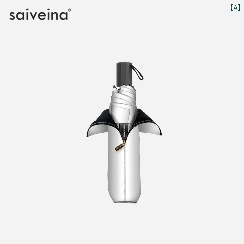 折り畳み式　傘 セ ビナ チタンシルバー サン 傘 日焼け防止 UV カット 女性用 晴 雨 兼用 日傘 手動 折りたたみ コンパクトで 持ち 運びに 便利