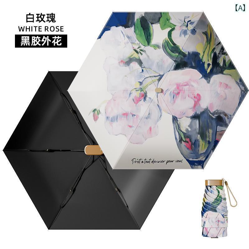 折り畳み式　傘 軽量で コンパクトな 女性用 日傘 折りたたみ 式 UV カット ポータブル ミニ パラソル 日焼け防止 傘