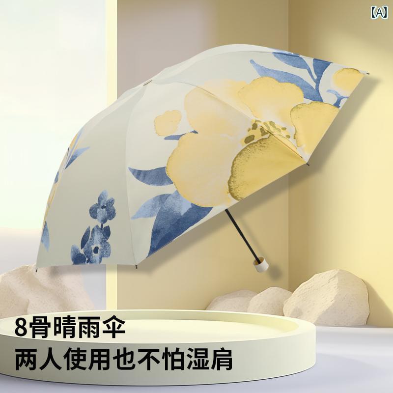 折り畳み式　傘 パラダイス アンブレラの 黒の り 日焼け防止 紫外線 防止 パラソル 三つ 折り ポータブル 折りたたみ 晴れと 雨の 両方に 使える 女性用 傘